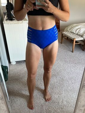 Kiava Swim Sunburst Tropical Blue Mid-Rise Swim Bottoms Size M